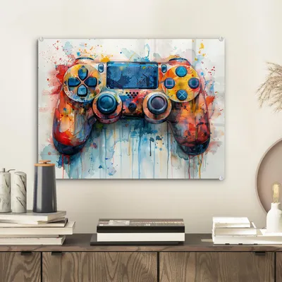 Produktbild von MuchoWow Glasbilder - Bilder auf Wandbild - Foto auf Glas Kinder- und Jugendzimmer - Spiele - Gamecontroller 40x30 cm Wanddekoration aus Glas - Acrylglasbild - Acrylbilder - Bild - Malen