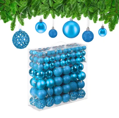 Immagine prodotto di Palline di Natale Relaxdays, set da 150 pezzi, palline per l'albero di Natale luccicanti, opache e brillanti, in plastica, ∅ 3, 4 e 6 cm, color petrolio