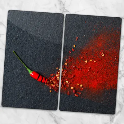 Produktbild von Glas-Herdabdeckplatten Glaskeramikkochfeld-Abdeckung Spritzschutz Glas 2x30x52 cm - Gewürze Kräuter