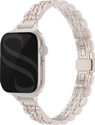 Productafbeelding van Selencia Slim Steel Jubilee Inspired schakelbandje voor de Apple Watch | 38/40/41/42 mm - Starlight