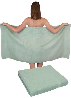 Produktbild von Betz 2 Stück Duschtücher Premium – großes Frottee Duschtuch 70x140 cm aus 100% Baumwolle – saugstark & weich – hochwertiges Handtuch - heugrün