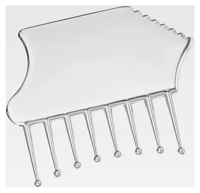 Produktbild von Kopfmassagegerät Gua Sha aus Edelstahl, Tragbares Massagegerät für Kopfhaut und Körper, Schabewerkzeug zur Linderung von Verspannungen in Schultern, Nacken, Armen und Beinen (9,3 x 7,5 cm)
