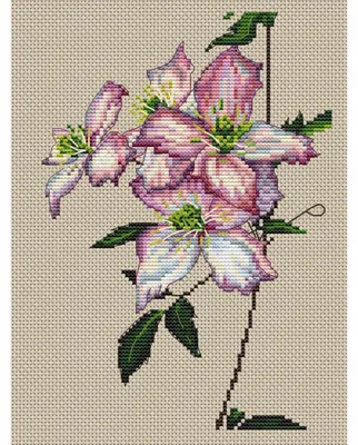 Obrázek produktu pro Sada pro vyšívání křížkovým stehem CDA „Clematis“, 14,5 × 21 cm