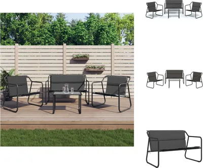 Produktbild von vidaXL 4-tlg. Garten-Lounge-Set mit Kissen Anthrazit Stahl - Gartenmöbel-Sets