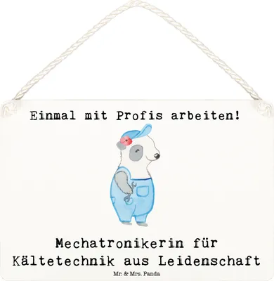 Produktbild von Mr. & Mrs. Panda Schild Mechatronikerin für Kältetechnik Leidenschaft DIN A6 - Weiß - Geschenk, Türschild, Wandbild Holz, Gesellenprüfung, Witzig, Lustig, Deko, wandtafel