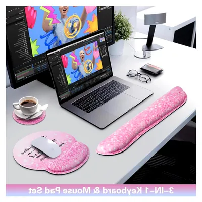 Produktbild von 3-in-1 Mauspad Set mit Handballenauflage, Gelkissen und Becherunterlage