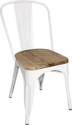 Image de Chaises d'appoint Bolero Bistro avec assise en bois, blanches (4 pièces)