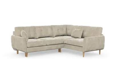 Produktbild von Harris Ecksofa mit Schlaffunktion, Massivholzkonstruktion, skandinavischer Stil, hohe Eichenbeine, gewachst, Chenille-Stoff Boston Toffee