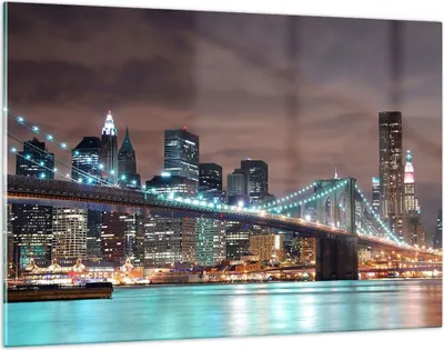 Produktbild von Bilder auf glas - Stadt Brücke Wolkenkratzer - 120x80cm - Glasbilder - Wandbilder - Kunstdruck - zum Aufhängen bereit - Wanddekoration aus Glas - Glas Bilder - Wandbild auf Glas - GAA120x80-0218