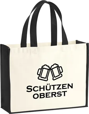 Produktbild von Huuraa Jutetasche Schützenoberst Schützenfest 21 Liter Black Jute und Baumwolle Einkaufstasche Geschenkidee