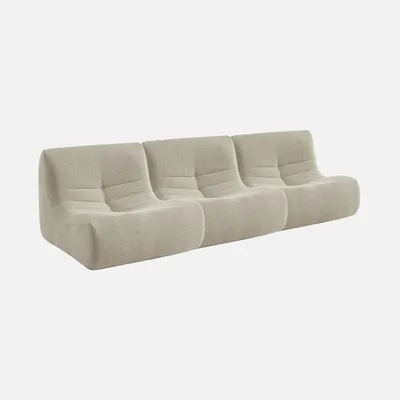 Produktbild von sweeek - 3er-Set modulierbare 1-Sitzer Sessel mit strukturiertem Bouclé-Bezug - Beige