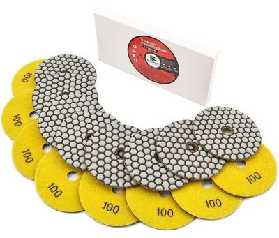 Produktbild von Diamant Polierscheiben Set 100mm #100 Trocken für Granit Stein Beton Marmor 8 Stück