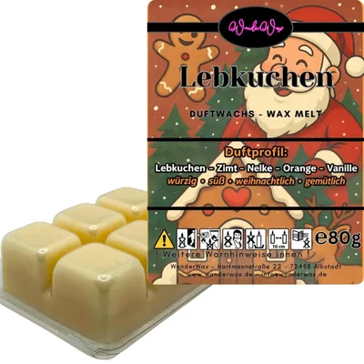 Produktbild von WonderWax Duftwachs Weihnachten Wax Melts für Duftlampe, 6 Würfel Duftmelt Wachsmelt Sojawachs Duftwachs Würfel für Raumdüfte, Wachs Duftöl Winter Indoor Schmelzen für Aromalampe Lebkuchen