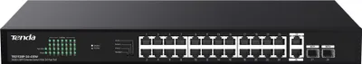 Image de Commutateur PoE+ (370W) non géré, 4 préconfigurations, 26×RJ45 1Gbps (24×PoE+), 2×SFP 1Gbps, rack