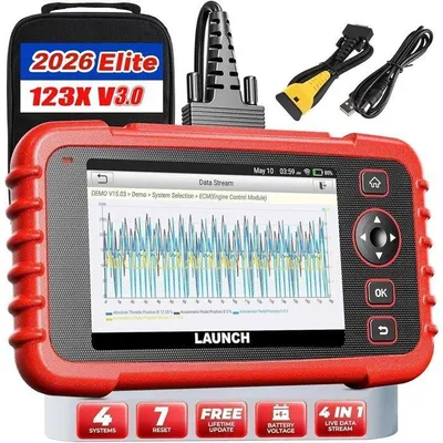 Image de Valise Diagnostic Auto - LAUNCH - CRP123X V3.0 - 7 Réinitialisations - Écran Tactile 5' - OBD2 Français