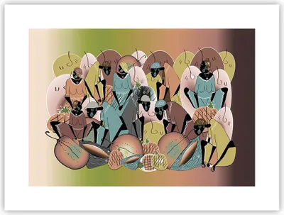 Produktbild von Poster - Poster ohne Rahmen - Afrikanisch Grafik Frauen - 40x30 cm - Wand Bild - Wanddeko - Wandbilder - Kunstposter - Wandposter - Bilder - Kunstdruck - Wanddekoration - Wandbild - P2XAA40x30-4555