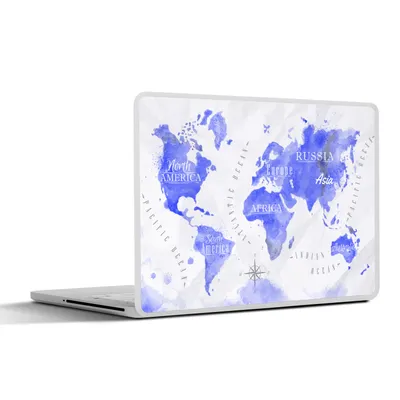 Produktbild von MuchoWow® Laptop Aufkleber Sticker Cover Weltkarte - Aquarell - Blau 30x21 cm - Sticker für Laptop - Selbstklebend