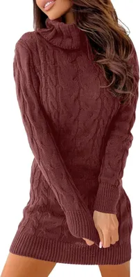 Immagine prodotto di Elzusha - Abito aderente a collo alto, in maglia, per donna