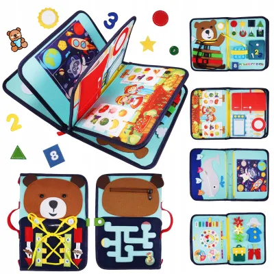 Produktbild von Filz Quiet Book Montessori Lernspielzeug 30 Aktivitäten ab 2 Jahren, 12x8 Zoll, abnehmbare Lagen