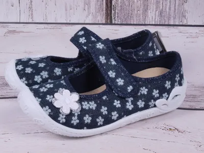 Obrázek produktu pro 3F Dívčí pantofle Barefoot Atena 3A3/14 květiny, modré 29