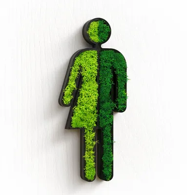 Produktbild von WC Moosschild Divers Non-Binary | Moos Wanddekoration für Toiletten | Nachhaltige und stilvolle WC-Beschilderung in Schwarz | Perfekte Deko für Badezimmer und Gäste-WCs