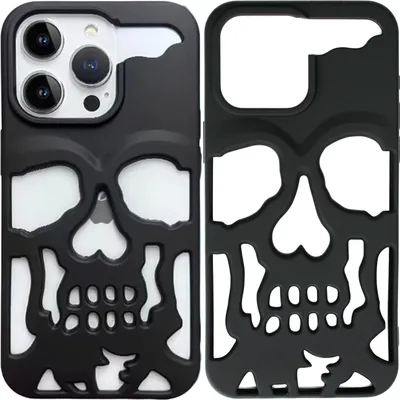 Produktbild von Wörleonline iPhone 14 Pro Hülle Totenkopf Case Cover TPU Handyhülle, Schwarz
