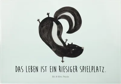 Produktbild von Mr. & Mrs. Panda Servierplatte Stinktier Handstand - Weiß - Geschenk, Raubtier, Hackbrett, Schneidebrett Glas, Spielplatz, Stinker, jausenbrett, Wildtier, Brotzeitplatte