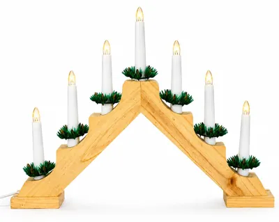 Schwibbogen Weihnachten, 7 LED-Kerzen, warmweiß, 41x27 cm