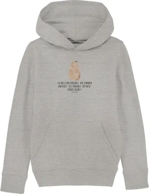Produktbild von Mr. & Mrs. Panda Kinderpullover Murmeltier 5-6 Jahre (110/116) - Heather Grey - Geschenk, Fröhlichkeit, Kapuzenpulli, Sweater, Pullover, Hoodie, Pulli, Respekt, Anstand