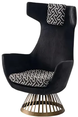 Obrázok produktu pre Štýlový čierny kreslo Dizajnové čalúnené kreslo Kovová konštrukcia