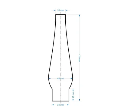 Obrázok produktu pre Sklenený cylindr na lampu Ø 34/175 CHB 6 – ručná výroba | Česká kvalita