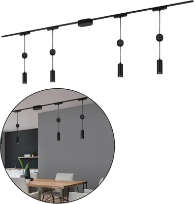 Immagine prodotto di Sistema di binari Briloner Luxtrail, set completo, 4x LED a sospensione, nero
