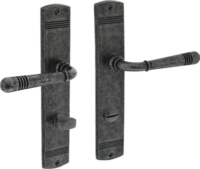 Produktbild von Türdrücker Langschildgarnitur Antik Grau Fenstergriff massiv Zamak Beschläge WC DIN Norm