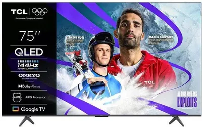 Image de TV QLED 75 pouces TCL 75P8K, 4K UHD, 144 Hz, Dolby Vision, Google TV, 4xHDMI 2.1