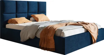 Produktbild von Polsterbett 160x200 mit Lattenrost Fado - Bettkasten, Samtstoff, Blau