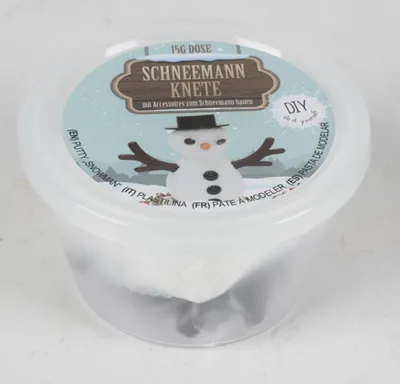 Produktbild von Kugelknete Schneemann ca. 15 g im Döschen | Formbare Modellierknete zum Schneemannbauen | Lustiger Bastelspaß für Kinder & Winterzeit