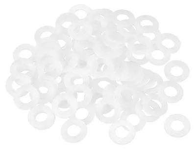 Productafbeelding van 85 stuks kunststofringen, M10x16x1mm, rond, plat, nylon, wit