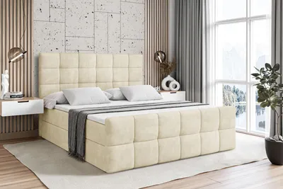 Produktbild von ALTDECOR Boxspringbett mit Matratze und Lattenrost  -  - BRUGO -Z  - 140x200 cm  - Beige Monolith  - Boxbett, Fußteil, Topper, Polsterbett mit Bettkasten, Bett mit Stauraum H4 -Matratze, Doppelbett, Springboxbett