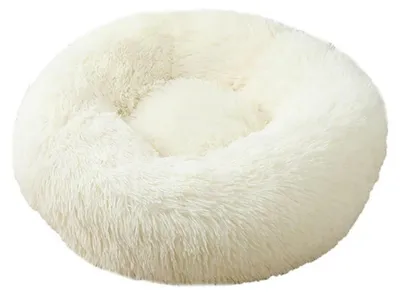 Immagine prodotto di Cuccia per cani, cuccia per gatti, morbida, rotonda, in peluche, 100 cm, bianca