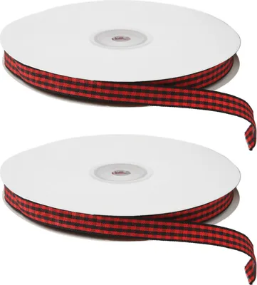 Produktbild von Rot-Schwarz Karoband, 100yd, Drahtverstärktes Geschenkband, für Partydeko & Hochzeiten