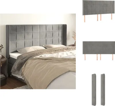 Produktbild von vidaXL Kopfteil mit Ohren Hellgrau 203x16x118/128 cm Samt -  Kopf- & Fußenden