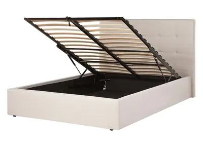 Obrázek produktu pro BELIANI Čalouněná postel s úložným prostorem 140 x 200 cm béžová stylová s čelem do moderní ložnice