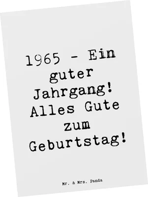 Produktbild von Mr. & Mrs. Panda Ansichtskarte Spruch 1965 Geburtstag - Weiß - Geschenk, 60er Jahre, Jahrgang, Ansichtskarten, Alter, Happy Birthday, Geschenke, bildkarte, Postkarten