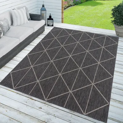 Produktbild von TT Home In-& Outdoorteppich Wetterfest Terrasse Küche Geometrisches Design Skandi Motiv Größe 80x150 cm