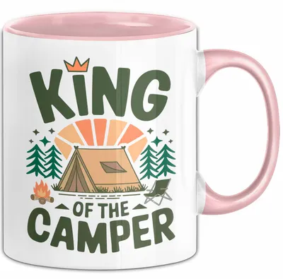 Produktbild von Camper Camping Tasse Geschenk Lustige Geschenkidee Spruch Kinf OF The Camper (Rosa)