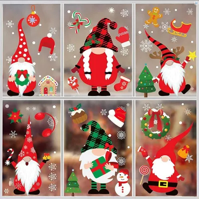 Image de Autocollants de Noël, 316 pièces, 8 feuilles, adhésifs pour la décoration de fenêtres