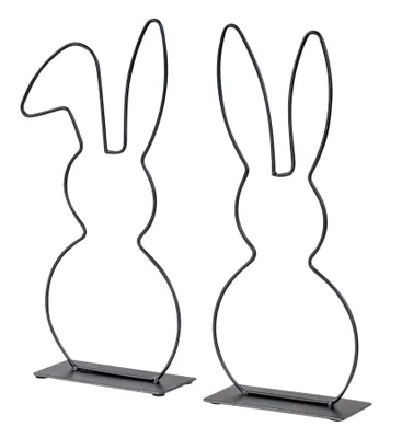 Produktbild von 2er Set Aufsteller Hase Metall H30cm Schwarz Osterdeko Tischdeko Frühlingsdeko Dekohase Ostern Osterhase Metalldeko