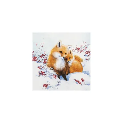 Produktbild von 20 Servietten Fox Family - Fuchsfamilie im Winter 33x33cm