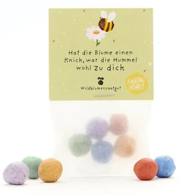 Produktbild von Stadtgärtner Blumemmurmeln im Tütchen "Hat die Blume einen Knick, war die Hummel wohl zu dick" 1Stück