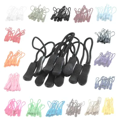 10 Zipper Schlaufen für Reißverschlüsse schwarz